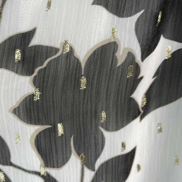 Haver. London NWOT Plisse Floral Top Ruffled Keyhole Tied Neck Long Sleeve 2X - Picture 4 of 13